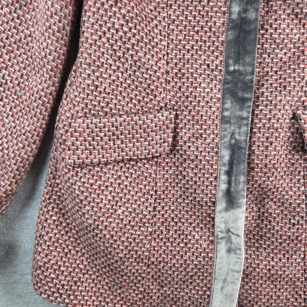 dS LAB Coat Women Size 6 Pink Grey Tweed Velvet Portrait Collar Chic Jacket - Picture 3 of 12